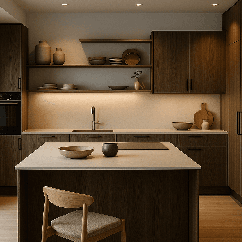 Moderne kjøkken i mørk eik